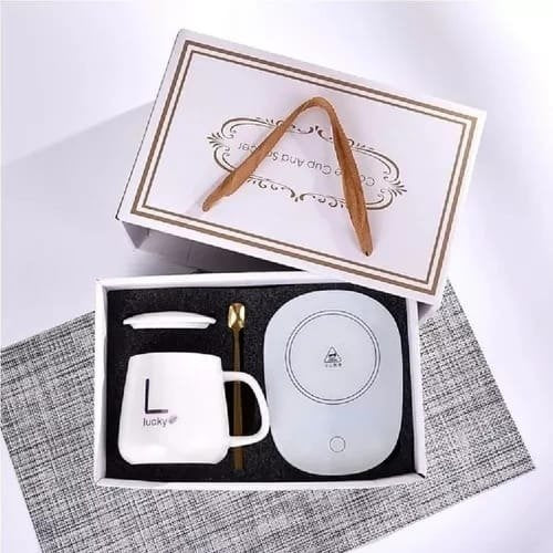 ¡Mantén tu bebida Caliente! : Taza Térmica Lucky con base calentadora