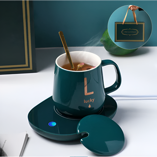 ¡Mantén tu bebida Caliente! : Taza Térmica Lucky con base calentadora